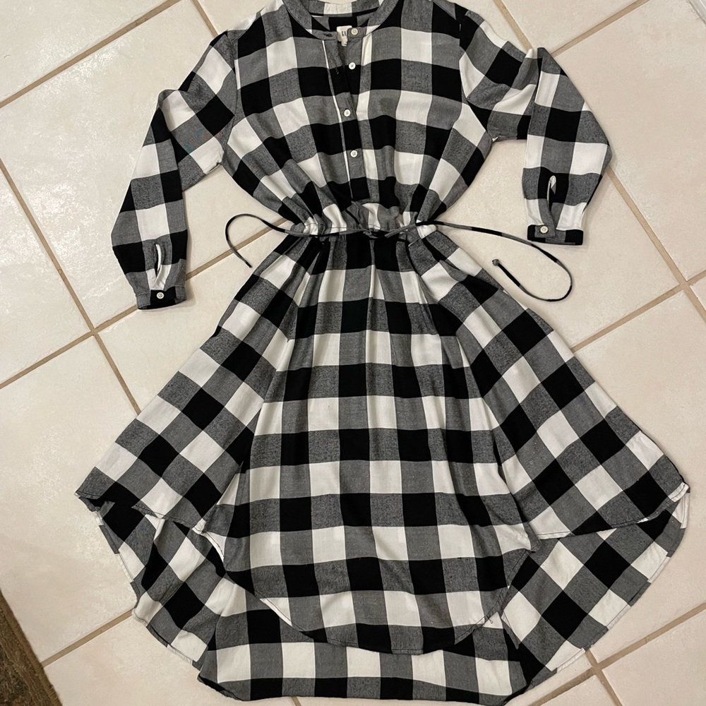 Gap black/white plaid flannel dress. Size S. - Picture 1 of 8
